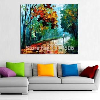 

Hand Painted Road Street Lamp Abstract Palette Knife Oil Painting on Canvas artwork painting Wall Picture For office Home Decor