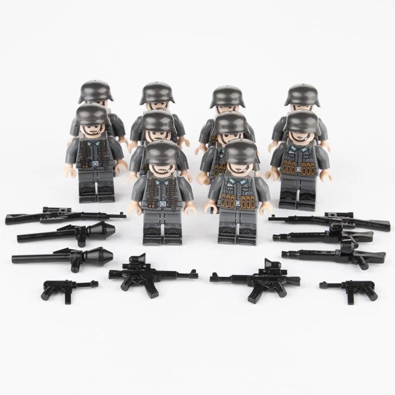 WW2 Parts German Building Blocks Soldier Arms Base Weapon Gun SWAT Team Police M0C Figure Brick Toys Compatible Military C074