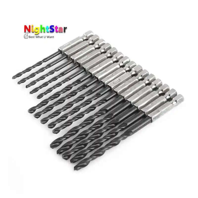 

15PCs Nitridated HSS Twist Drill Bit Set Quick Change 1/4" HEX Shank 3mm 4mm 5mm