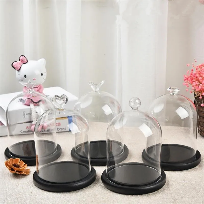 Free Shipping Diameter=10cm 11cm Middle Different Size Glass Dome w Black Base Glass Dome Gift Home Wedding Decoration