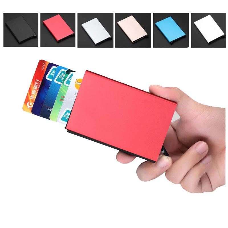 Автоматически извлекать кредитный держатель для карт сплошной цвет металлический банк посылка кредитной карты бизнес-держатель для карт чехол картридж