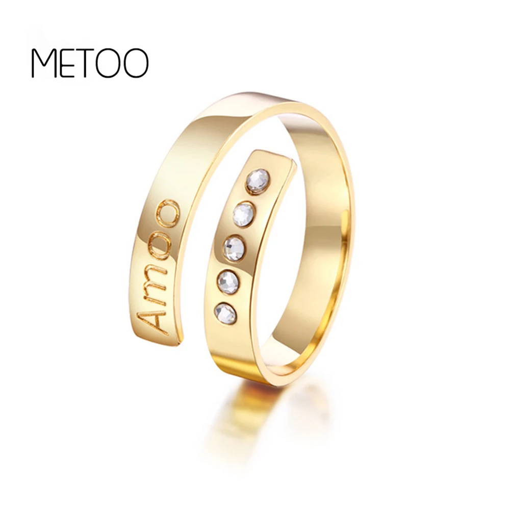 

METOO Customize Engraved Ring Name Zirconia Adjustable Rings For Women Parent-child Gift Rings Jewelry