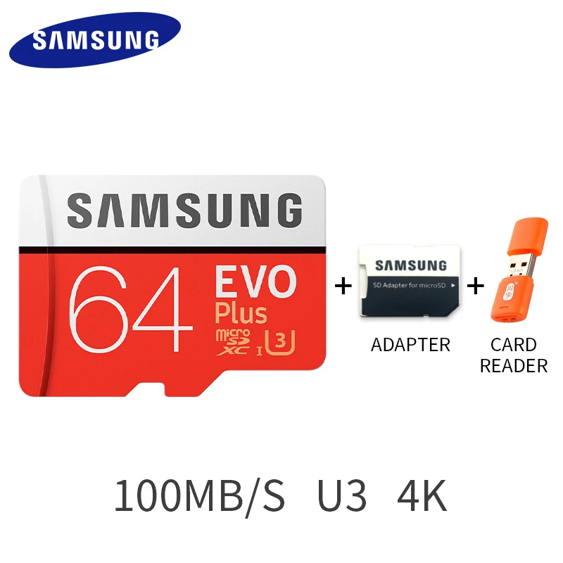 SAMSUNG Micro SD карты Class10 TF card 64 Гб 128 256 512 100 МБ/с. 32 Гб карта памяти для samrtphone и настольный ПК - Емкость: Samsung SD Card 64G