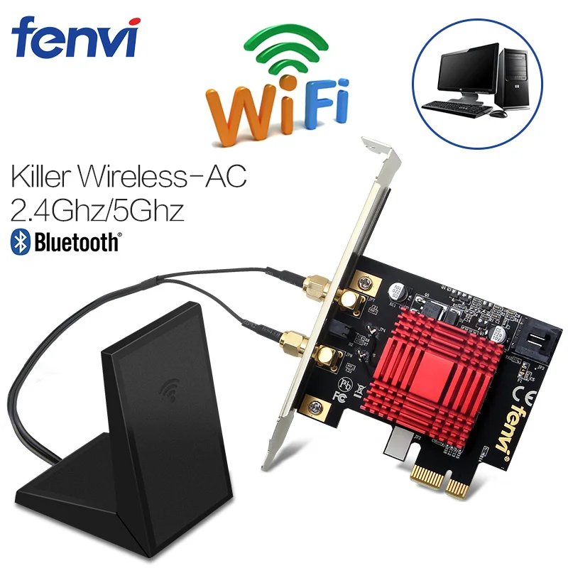 

Dual band Wi-fi Wireless Gaming Wlan Desktop WiFi Bluetooth PCI-E Adapter Killer Bigfoot Network For Computer Game PC Gamer