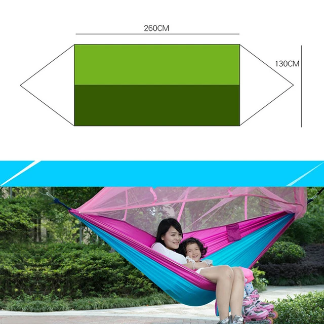 1-2 Person Portable Outdoor Camping Hammock with Mosquito Net High Strength Parachute Fabric Hanging Bed Hunting Sleeping Swing 3