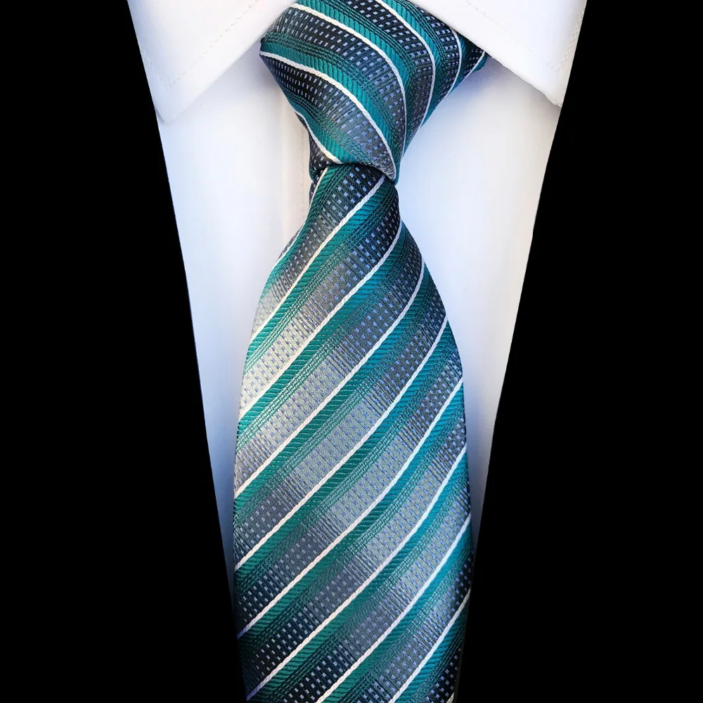 Ricnais Fashion Plaid Tie Silk Jacquard Woven Wedding Tie for Men Striped Gradient Blue Red Green Necktie Suit Party Gravatas