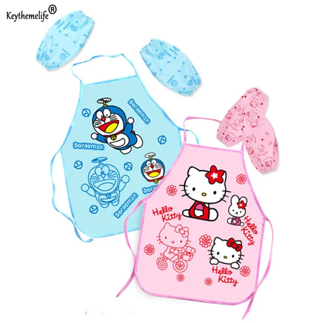Keythemelife Hello Kitty doraemon Apron Sleeveless Cooking Baking Supplies For Kids Children BBQ 2B