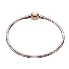 Rose font b gold b font Moments smooth Clasp Bracelets fit 925 sterling silver charms beads