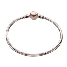 Rose gold Moments smooth Clasp Bracelets fit 925 sterling silver charms beads DIY for women bangle fine Jewelry