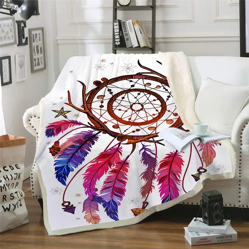 Ловец снов микрофибра кровать одеяло цветок пледы одеяло для взрослых Лось племенной череп домашний текстиль Манта - Цвет: FYB006-3
