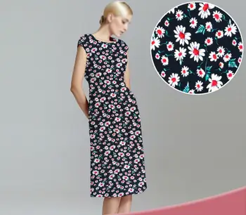 

2Meter Printing Daisy Chrysanthemum Polyester Fabric For Apparel Sewing Fashion Women's Dheongsam Wedding Dress Diy Doll