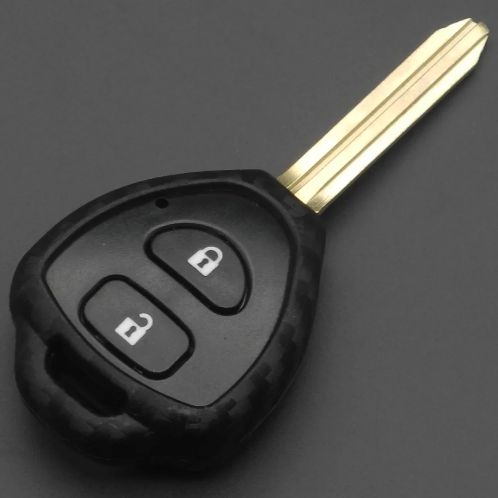 

Carbon Fiber Pattern Silicone Car Key Case Keychain for Toyota Corolla Hilux Vitz Rav4 Aqua Camry Crown Remote Fob Shell Cover