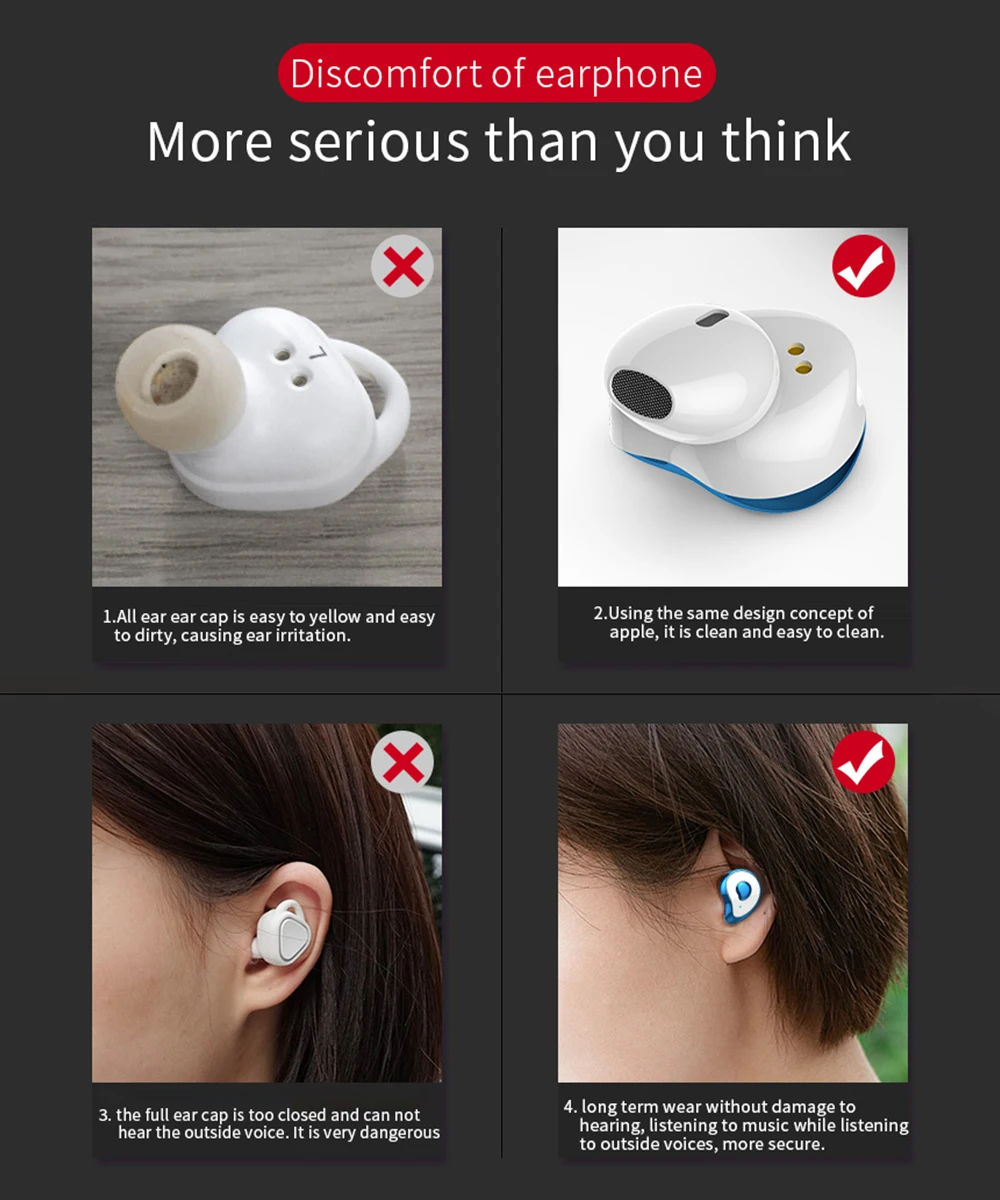 Bluetooth наушники TWS Half-in-ear беспроводные наушники бинауральные наушники с зарядным устройством спортивные наушники для airpods смартфон