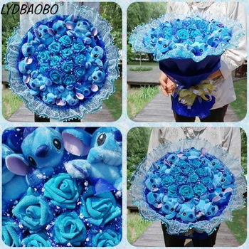 

1pc Stitch Bouquet Plush Stuffed Cartoon Animal Toy Artificial Kawaii Cartoon Fake Flower Baby Lover Birthday Christmas Day Gift
