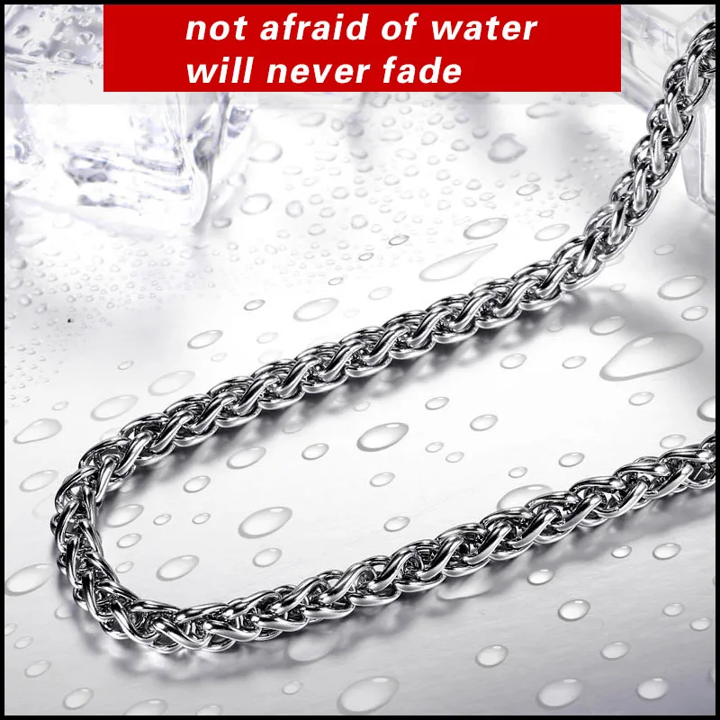 Silver Necklace Fashion Necklace Stainless Steel Necklace Metal Necklace Beier Trendy Wheat Chain For Boy Men