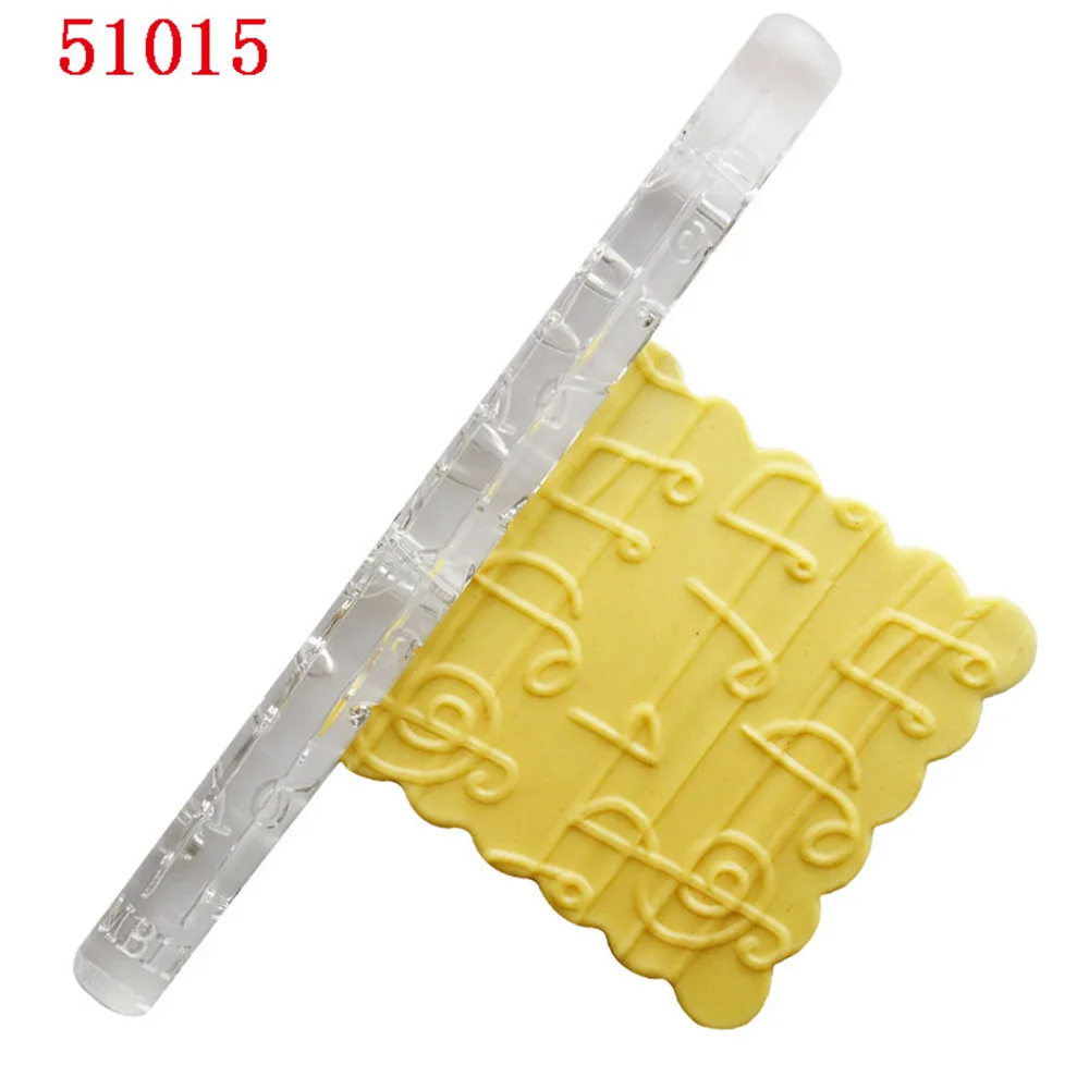 1PC Acrylic Printing Mold Stick Rolling Pin Designed Fondant Cake Impression Pastry Roller Embossing Baking Tools Fondant Tools