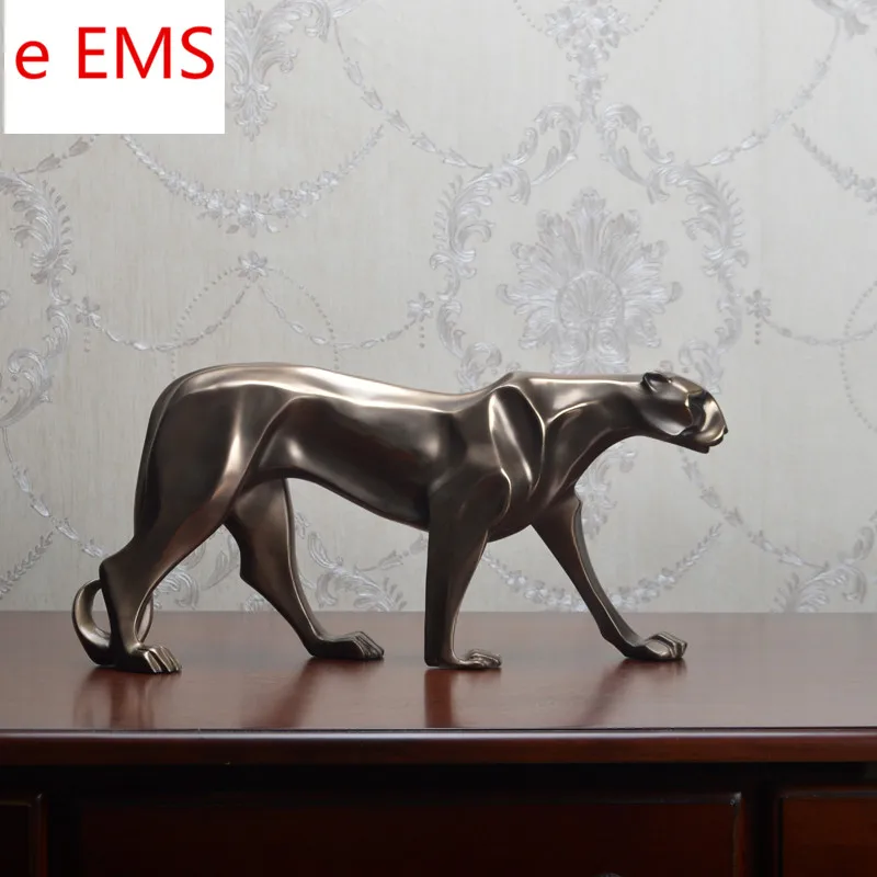 

Animals Bust Leopard Statue Continental Cichlasoma Acrpinte Resin+Copper Craftwork Home Decorations Art Material 40cm L2358