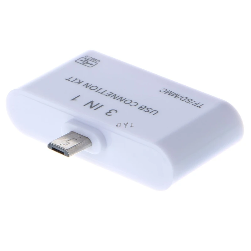 

3 In 1 OTG Micro USB 2.0 SD/TF/MMC Card Reader USB Charging Adapter