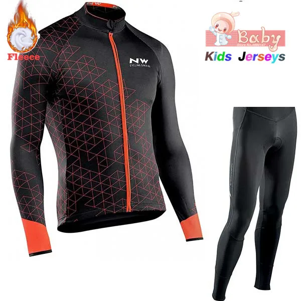 

2019 NW Kids Cycling Jersey Set Long Sleeve Cycling Set Boys Winter Cycling Clothing Ropa Ciclismo Children Triathlon Clothing