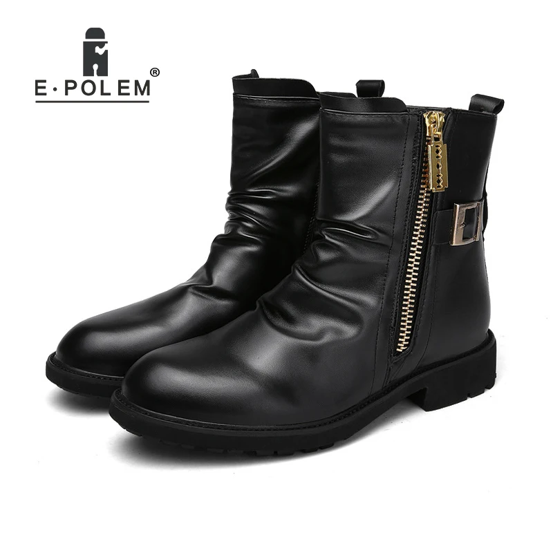 

New Genuine Leather Boots Spring/Autumn Side Zipper Light Ankle Boots Warm Winter Velvet Boots Shoes Footwear