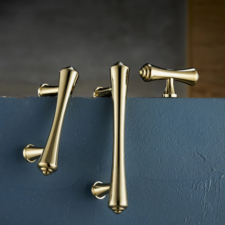 

European Style Brass Knob and Handle Light Luxury Cabinet/Cupboard/Wardrobe Handle Golden Drawer Pull Modern Furniture Hardware
