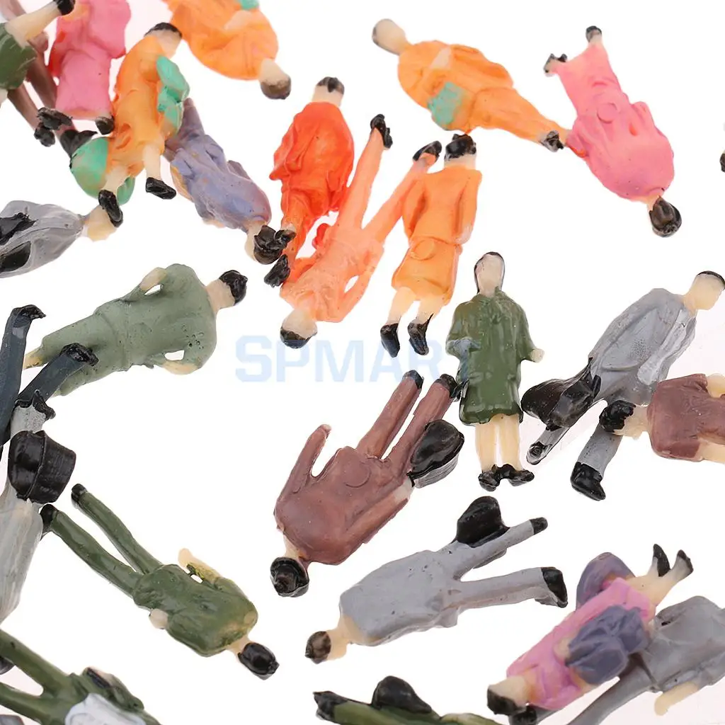 50pcs 1:87 Miniature Human Figures People Model Railroad Scenery Accs HO OO