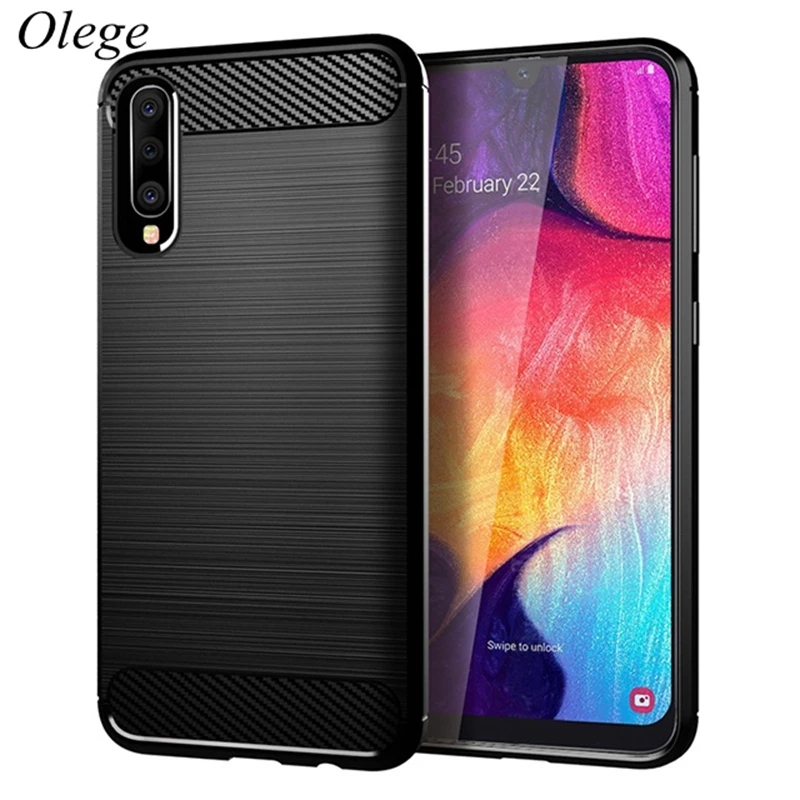 

Olege Case For Samsung Galaxy A50 Soft Silicone TPU Carbon Fiber Armor Full Protection Cover For Samsung A50 A 50 2019 Case