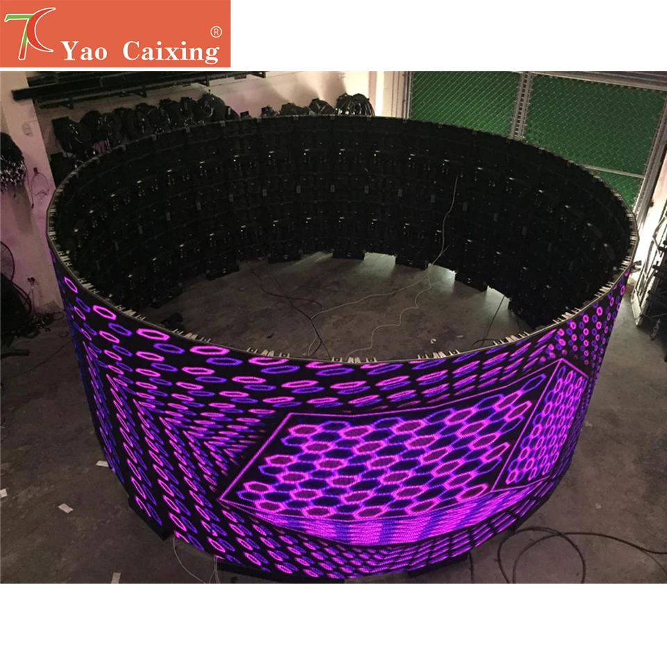 Xxx кривой экран P3.91 Крытый алюминиевый шкаф круг дисплей Прокат rgb smd матричный hub75