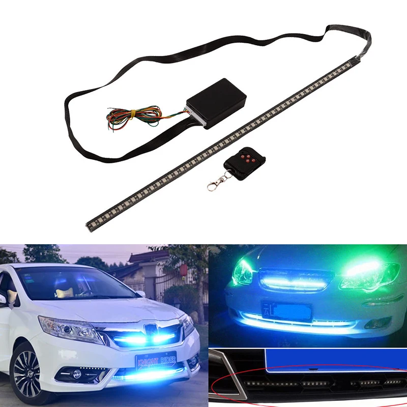 

Mayitr Waterproof Multicolor 48 LED RGB Flash Car Strobe Knight Rider Light Strip 7 Colors 56cm with Wireless Remote Controller