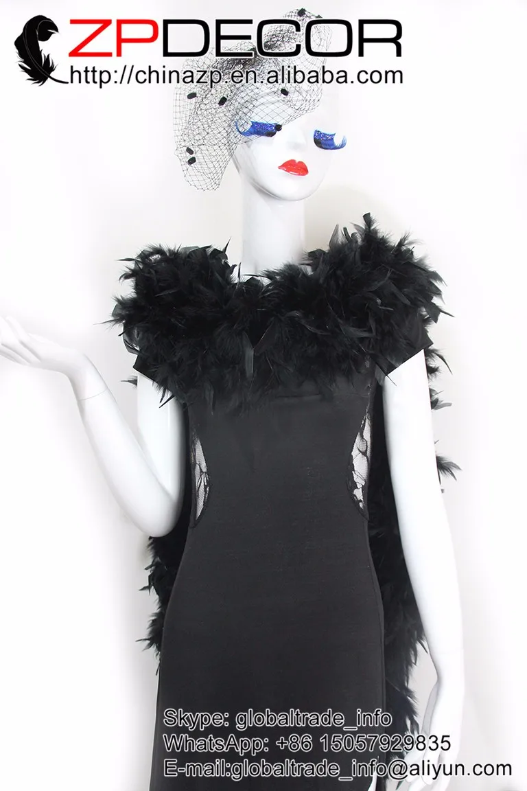2  150g Black Dyed Fluffy Turkey Chandelle Boas (9)