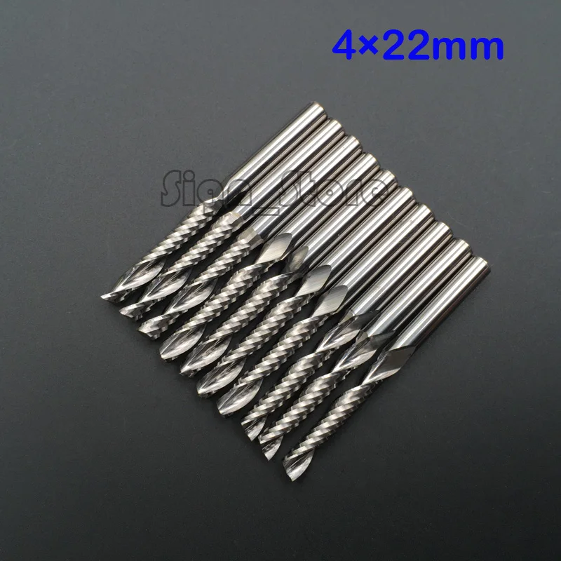 10pcs Carbide Endmill Double Flute Spiral CNC Router Bits woodworking 4mm ×22mm