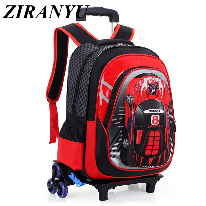 

Cartoon automobile Climb stairs suitcase Children cartoon backpack 3D Anime travel luggage 20-35L students school bag