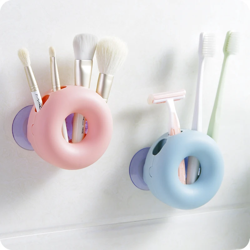 

Cute Toothbrush Holder Suction Hooks Cups Organizer Bathroom Accessories Tooth Brush Holder Cup Wall Mount Set Bathroom Sucker