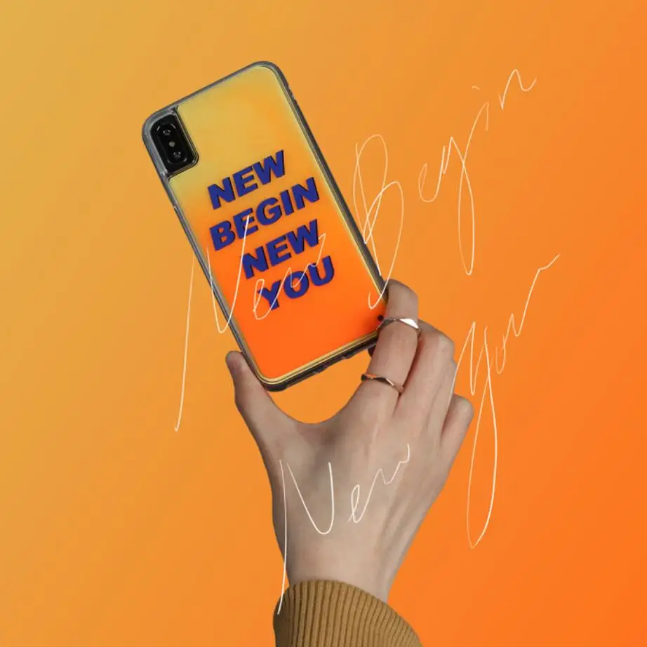 

Light Glow Neon New Begin Dynamic Cascading Glitter Case For iPhone XS Max XR X 7 8 6 6S Plus