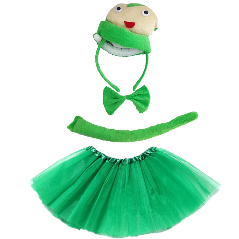Green Snake Cosplay Headband Tutu Skirt Tie Tail Set Kids Children Party Props Animal Costume Halloween Christmas|Костюмы для