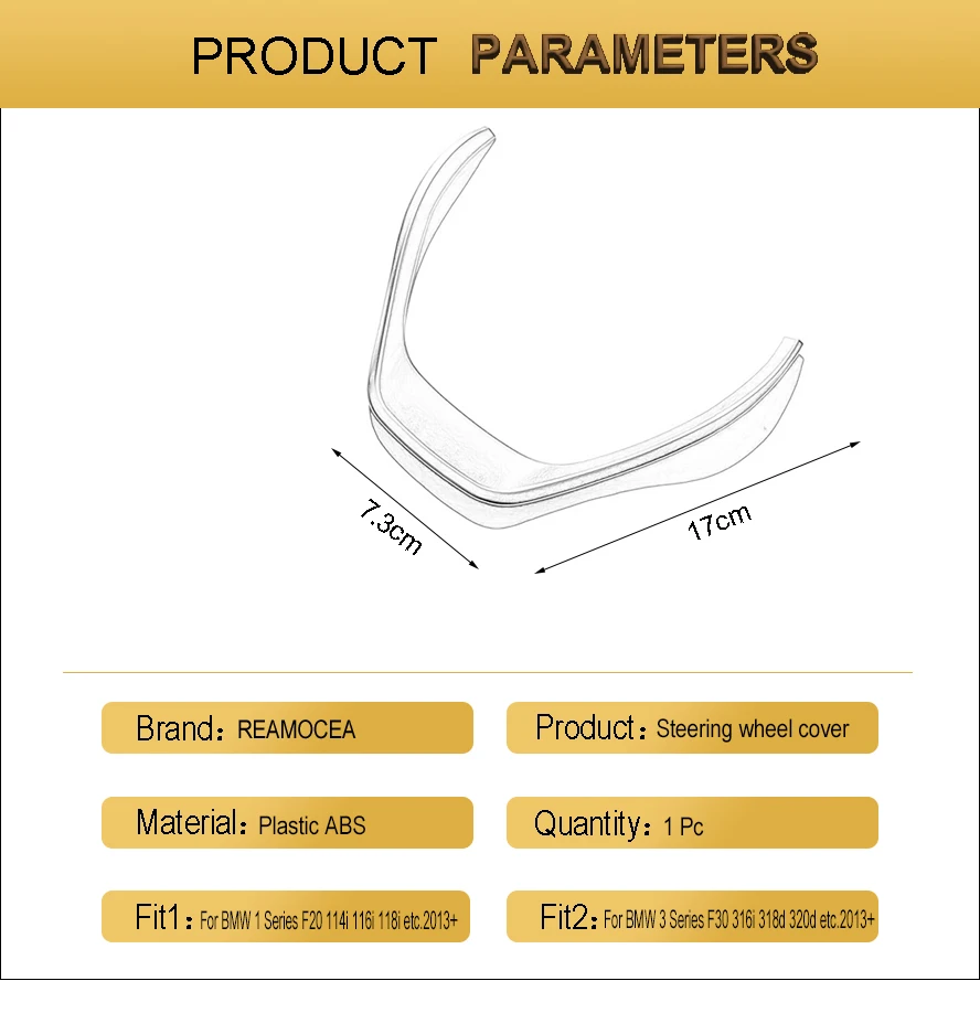 ABS Chromed Steering Wheel Cover Trim Frame Cover For BMW 3 Series F30 316i 318d 320d 1 Series F20 114i 116i 118i 2013+ (16)