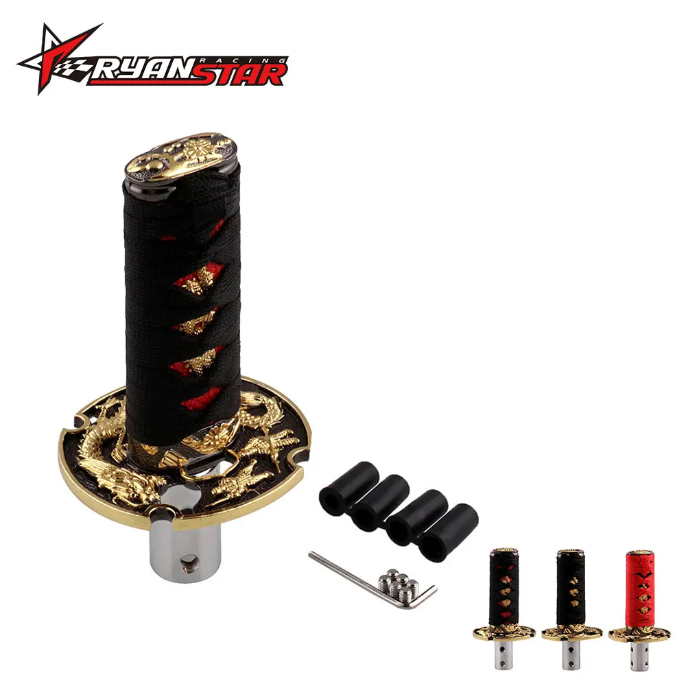 

Jdm Short Samurai Gold Dragon Sword Shift Knob 152mm 205mm Metal Weighted Katana Shifter For Universal car SK178