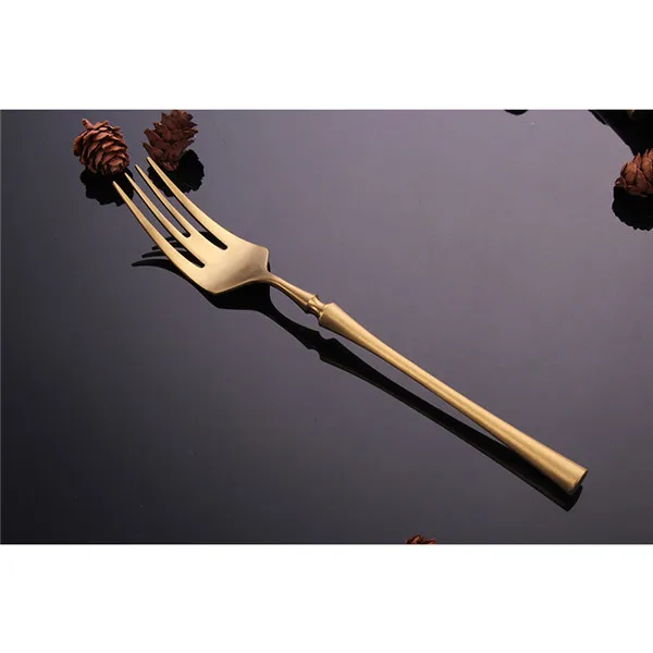 Вилки, ножи, ложки набор столовых приборов Европейский Wester кухонная посуда из нержавеющей стали домашние вечерние столовые приборы набор посуды - Цвет: Gold fork