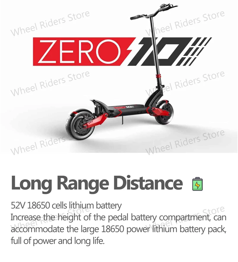 ZERO 10X скутер 10 дюймов двойной мотор электрический скутер 52 в 2000 Вт внедорожный e-скутер 65 км/ч двойной привод высокоскоростной скутер внедорожный