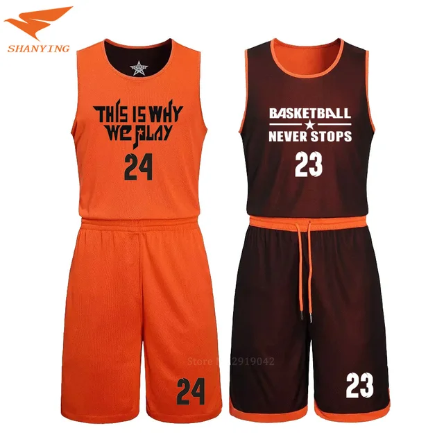 Men women Reversible Basketball Set Uniforms kits Breathable Sports tracksuits Double sided