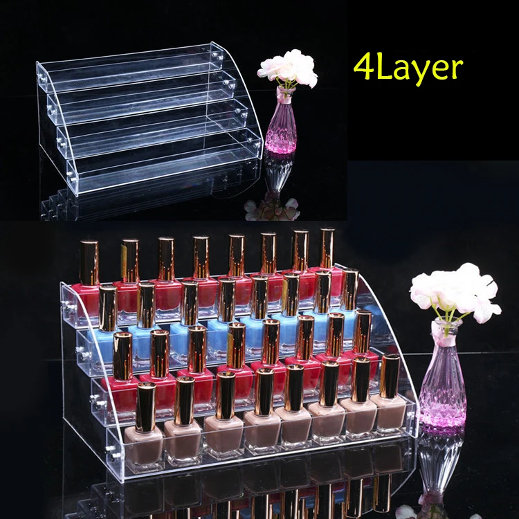 

Fashion 4 Tiers Clear Acrylic Cosmetic Makeup Nail Polish Varnish Display Stand Rack Holder Organizer Storage Box