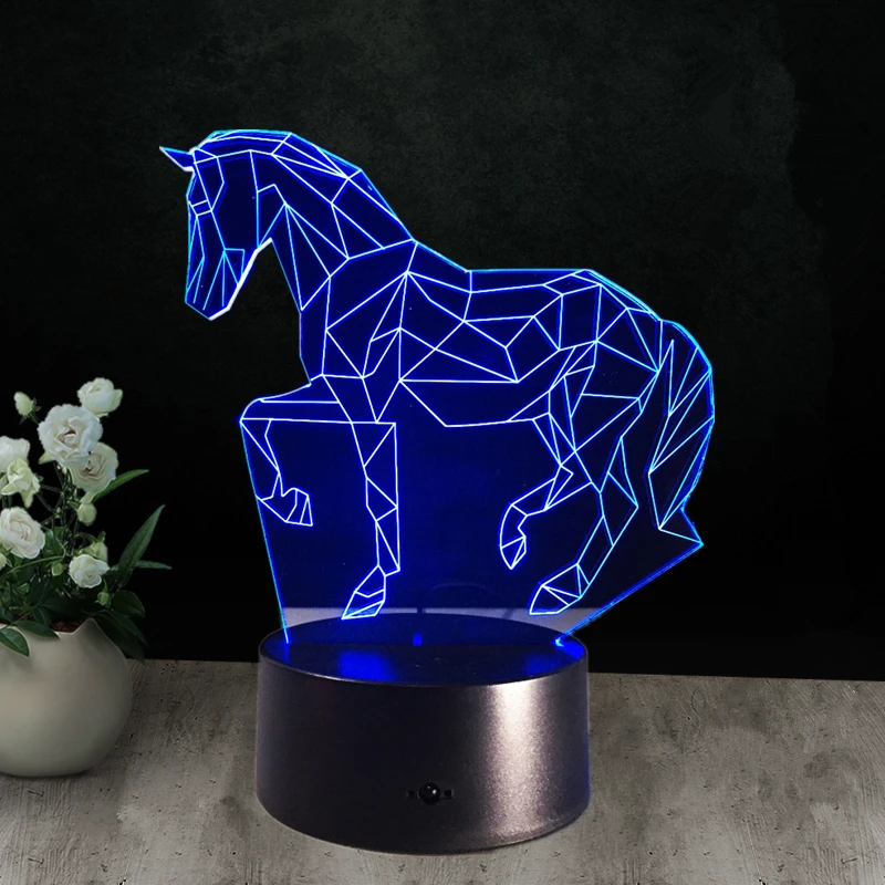 1 шт. USB Новинка подарки 7 цветов меняющиеся животные Luces Horse светодиодный ночник 3D светодиодный Настольный светильник домашний декор