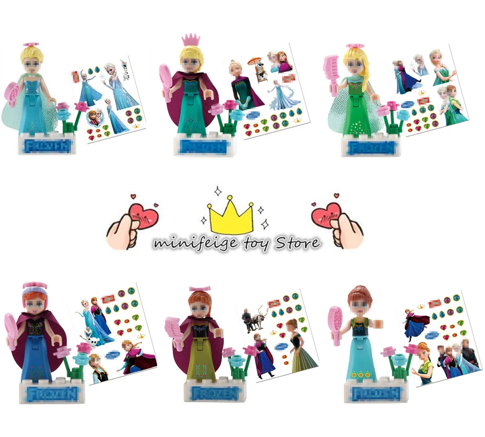 

6 style 6/pcs/lot Little princess Building Blocks toys DIY toys Compatible LegoINGlys With Weapons Action Toys for children
