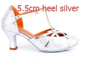 Профессиональный Серебристые золотистые блестящие обувь на высоком каблуке 8 см; бальные для Латинской сальсы Обувь для танцев/обувь с закрытым носком для дам и девушек Для женщин обувь для сальсы - Цвет: 5cm Silver
