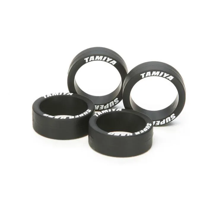

4Pcs Tamiya Mini 4WD Racing Car Model Super Hard Lower-Profile Tire (Black) 95323 Middle Diameter Tires Spare Part
