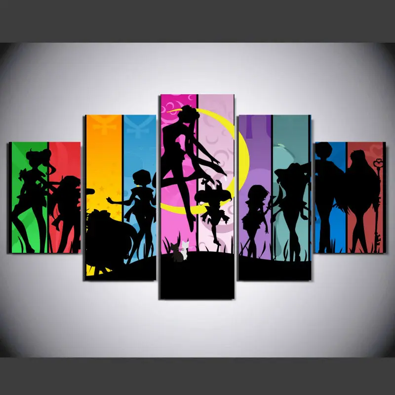 

HD Print 5 pieces Sailor Moon Anime Characters canvas painting art home decor wall art poster picture children wall decor/PT1274