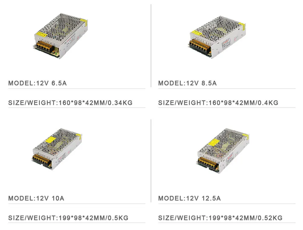 DC12V 1A 2A 3A 5A 6.5A 8.5A 10A 15A 20A 30A 40A 50A 60A трансформаторы светодиодный драйвер Мощность адаптер переключатель Питание