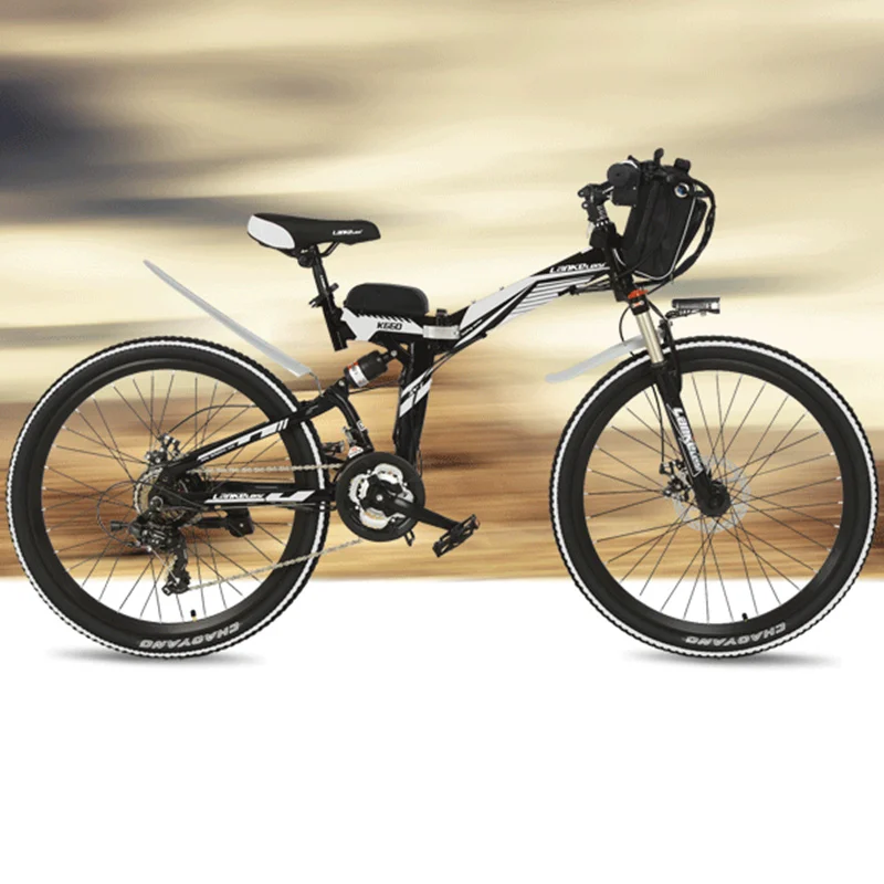 

21 Speeds, 24 inches, 36/48V, 240W, High-carbon Steel Frame, Folding Electric Bicycle, Full Suspension, Disc Brake. E Bike.