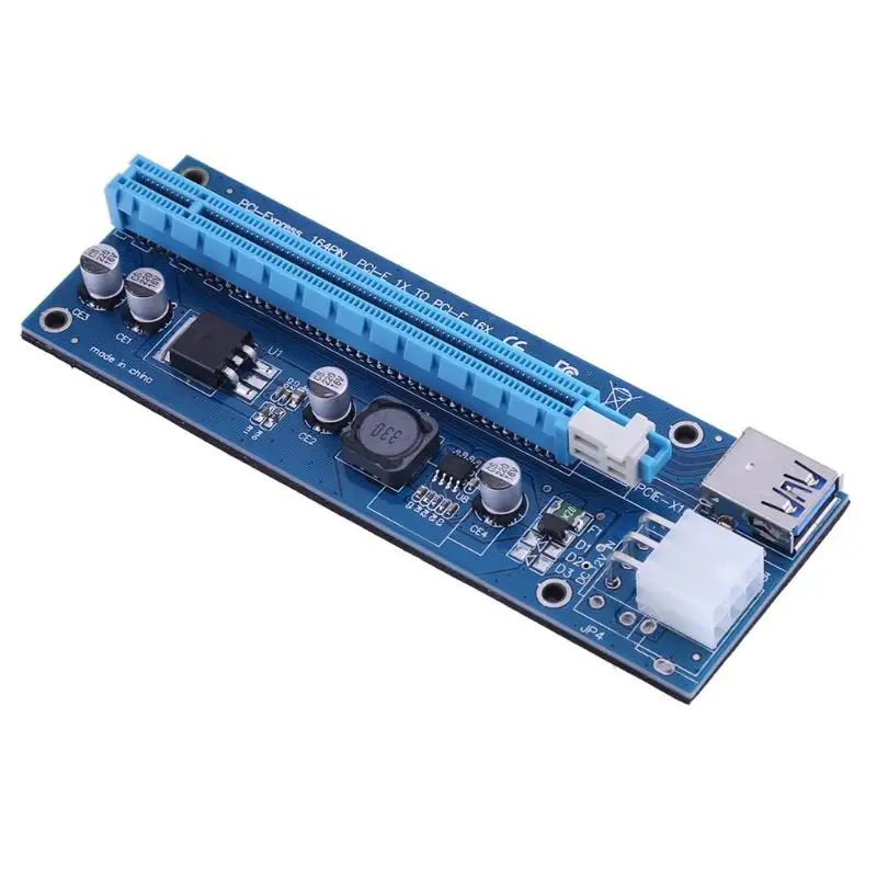 ALLOYSEED 6Pin Socket Power Supply PCI-E Riser Card USB 3.0 PCI Express 1x to 16x Extender Board for Bitcoin BTC Mining Miner