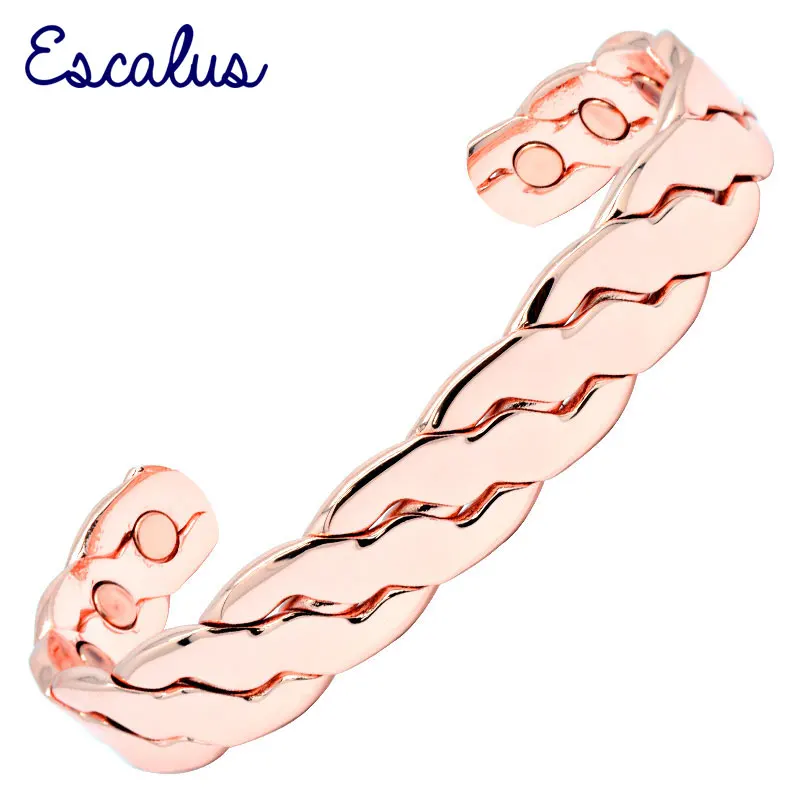 

Escalus Classic Magnetic Pure Copper Bangle For Mens and Ladies 6 Magnets For Health Pain Relief Fashion Bracelet
